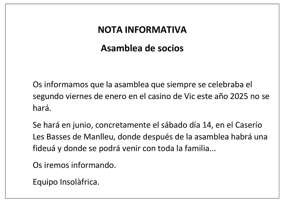 NOTA INFORMATIVA